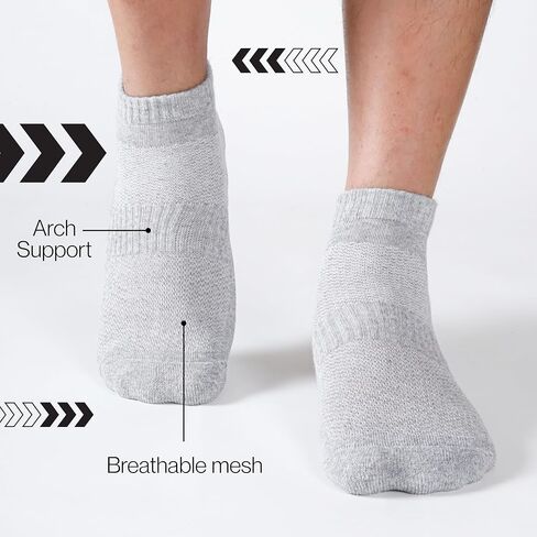 Men’s Low Cut & No Show Socks - Half Terry Moisture Wicking Soft & Breathable Athletic Socks 6 Pairs in Kuwait