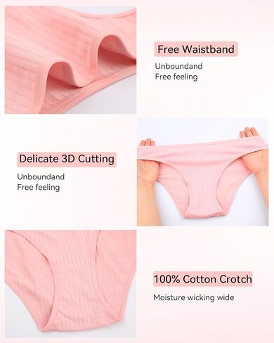 Cotton Underwear for Women, Breathable Soft Stretch, Sexy No Show Womens Panties, 6-Pack in Kuwait