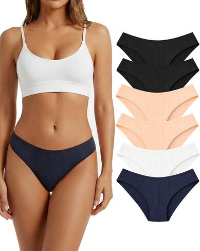 Cotton Underwear for Women, Breathable Soft Stretch, Sexy No Show Womens Panties, 6-Pack in Kuwait