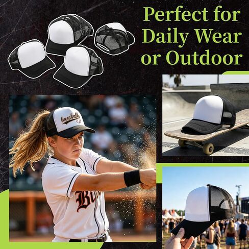 WRINGKIT 10 Pack Sublimation Blank Trucker Hats, Black Trucker Cap Bulk with Adjustable Snapback Strap, Unisex Mesh Baseball Cap for Women and Men, DIY Sublimation, Embroidery, Printing in Kuwait