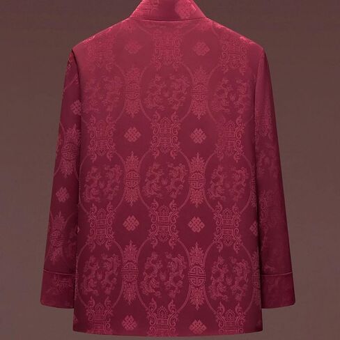 Men Tang-Suit Jacket,Traditional Tang Outerwear,Shirt Kung Fu Top,Chinese Spring and Autumn Tang Suit Men Jacket and Pants(Red)(4XL) in Kuwait