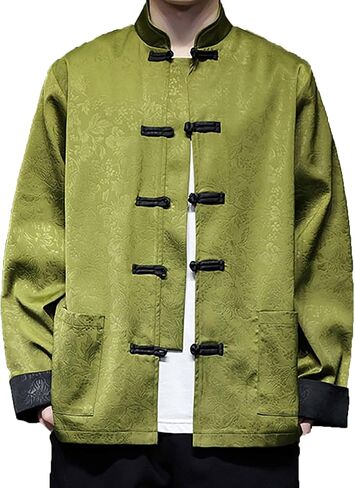 Traditional Chinese Kung Fu Clothing,Tang Suit Jacket Uniform Martial Arts Coats,Spring Chinese Retro Jacquard Tang Suit Jacket(Black)(5XL) in Kuwait