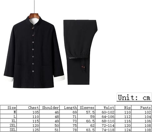 Men Shirts Traditional Tang Suit Long Sleeve Tai Chi Kung Fu Shirt,Chinese Tang Suit Spring and Autumn Retro Men Double-Sided(Blue)(XL) in Kuwait