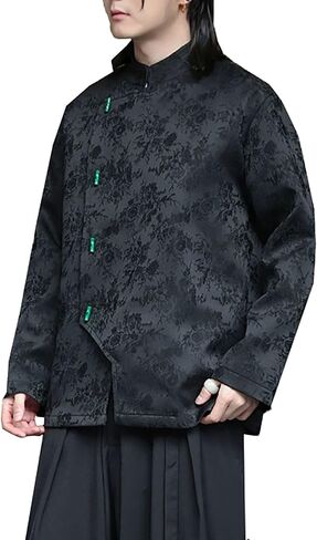 Spring and Summer Tang Suit,Chinese Style Men's Wear Jacquard Design Tang Suit Casual Jacket Men's Comfortable Skin-Friendly(B)(3XL) in Kuwait