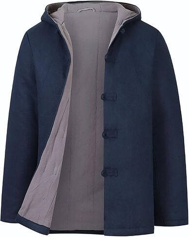 Tang Suit Traditional Costume Kung Fu Long Sleeve Wear for Men,Tang Suit Jacket Chinese Winter Thickened Hoodie(Blue)(M) in Kuwait