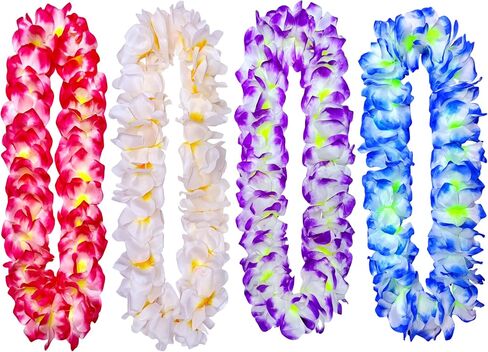 16 Counts Hawaiian Leis Necklace Leis Headbands Leis Tropical Luau Hawaii Silk Flower Lei Theme Party Favors Holiday Wedding Beach Birthday Decorations in Saudi Arabia