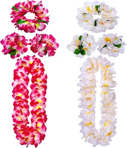 16 Counts Hawaiian Leis Necklace Leis Headbands Leis Tropical Luau Hawaii Silk Flower Lei Theme Party Favors Holiday Wedding Beach Birthday Decorations in Saudi Arabia