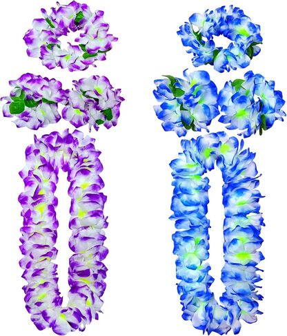 16 Counts Hawaiian Leis Necklace Leis Headbands Leis Tropical Luau Hawaii Silk Flower Lei Theme Party Favors Holiday Wedding Beach Birthday Decorations in Saudi Arabia
