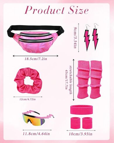 80s Outfit for Women - Workout Leg Warmers Scrunchies Glasses Fanny Pack Set for Cosplay Party Halloween Carnival in Saudi Arabia
