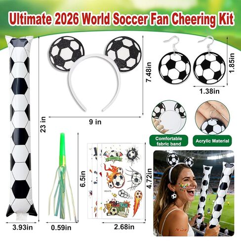 2026 World Soccer Fan Accessories for Women, Game Day Football Fan Merchandise with Soccer Earrings, Tattoos Stickers, Headband, Sports Outfits Accessories, Tournament Team Spirit Party Favors Gifts in Kuwait
