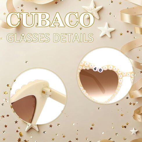 CUBACO 40th Birthday Sunglasses and Sash, 40th Birthday Gifts for Women Decorations Outfits for Women Party Favors Supplies 40 & Fabulous Older Accessories Pins Gift Ideas in Kuwait