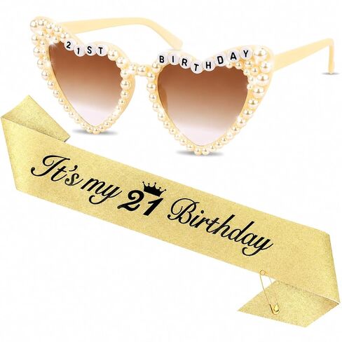 CUBACO 40th Birthday Sunglasses and Sash, 40th Birthday Gifts for Women Decorations Outfits for Women Party Favors Supplies 40 & Fabulous Older Accessories Pins Gift Ideas in Kuwait