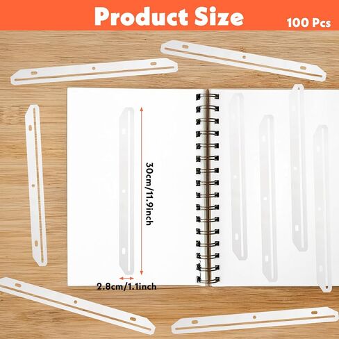 100 Pcs Clear 3 Hole Punched Magazine Holders, 11.9x1.1 Inch Plastic Binder Insert Strips for 3 Ring Binders, File Book Craft Paper Organizer in Kuwait
