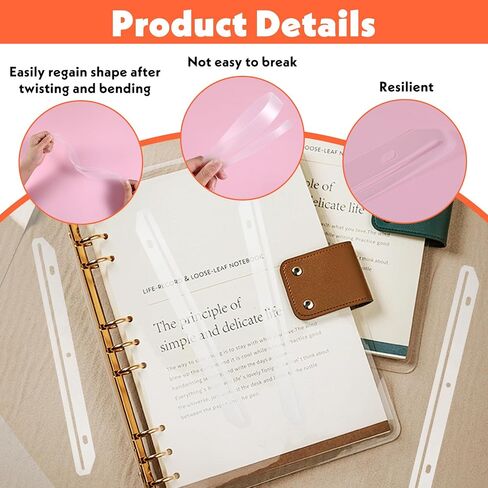 100 Pcs Clear 3 Hole Punched Magazine Holders, 11.9x1.1 Inch Plastic Binder Insert Strips for 3 Ring Binders, File Book Craft Paper Organizer in Kuwait
