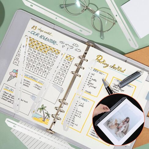 100 Pcs Clear 3 Hole Punched Magazine Holders, 11.9x1.1 Inch Plastic Binder Insert Strips for 3 Ring Binders, File Book Craft Paper Organizer in Kuwait