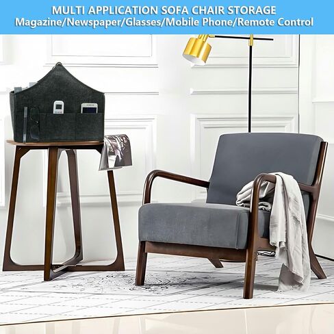 Magazine storage rack, Foldable Felt newspaper basket, modern newspaper and magazine shelves, large wooden handle portable file shelfFloor, used for home and office storage（dark grey） in Saudi Arabia