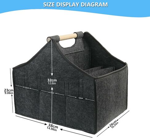 Magazine storage rack, Foldable Felt newspaper basket, modern newspaper and magazine shelves, large wooden handle portable file shelfFloor, used for home and office storage（dark grey） in Saudi Arabia