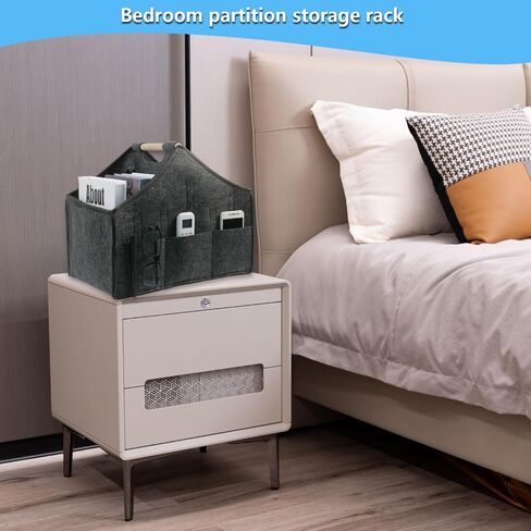 Magazine storage rack, Foldable Felt newspaper basket, modern newspaper and magazine shelves, large wooden handle portable file shelfFloor, used for home and office storage（dark grey） in Saudi Arabia