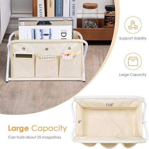 KEEGH Magazine Holder with 3 Pockets, Large Capacity Magazine Rack for Magazines, Books, Newspapers Magazine Basket for Living Room, Office, Study, Bedroom in Kuwait