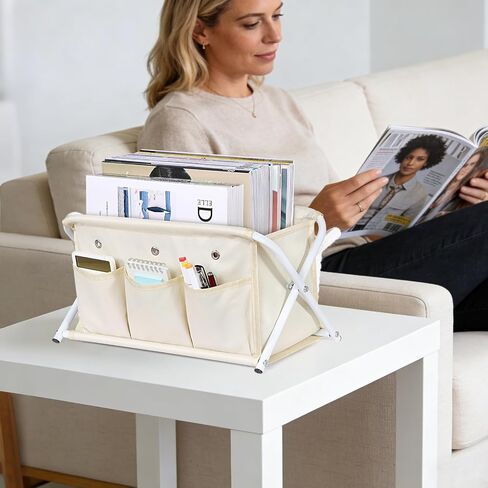 KEEGH Magazine Holder with 3 Pockets, Large Capacity Magazine Rack for Magazines, Books, Newspapers Magazine Basket for Living Room, Office, Study, Bedroom in Kuwait