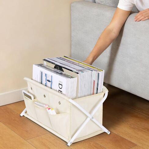 KEEGH Magazine Holder with 3 Pockets, Large Capacity Magazine Rack for Magazines, Books, Newspapers Magazine Basket for Living Room, Office, Study, Bedroom in Kuwait