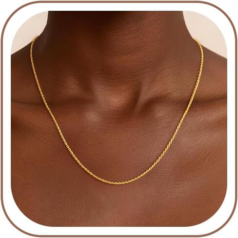 S925 Sterling Silver Chain for Women, 2mm Sterling Silver Rope Chain Necklace Thick Sturdy Colourfast Necklaces Jewelry for Women 16/18/20/22 Inch in Saudi Arabia