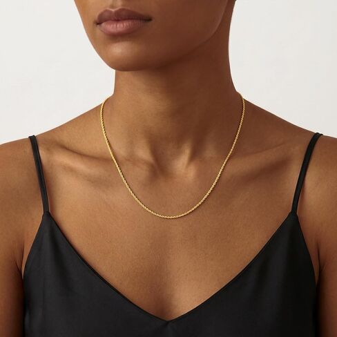S925 Sterling Silver Chain for Women, 2mm Sterling Silver Rope Chain Necklace Thick Sturdy Colourfast Necklaces Jewelry for Women 16/18/20/22 Inch in Saudi Arabia