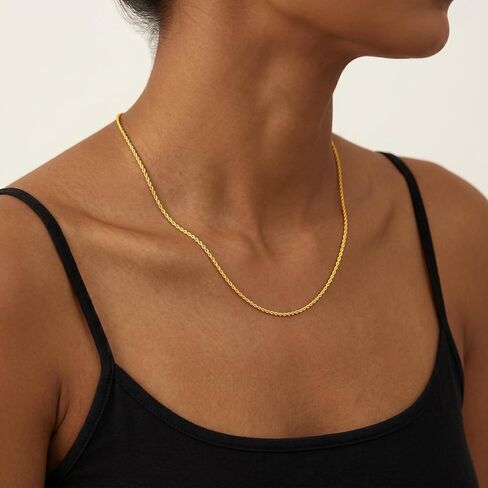S925 Sterling Silver Chain for Women, 2mm Sterling Silver Rope Chain Necklace Thick Sturdy Colourfast Necklaces Jewelry for Women 16/18/20/22 Inch in Saudi Arabia