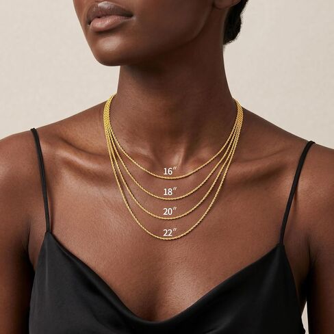 S925 Sterling Silver Chain for Women, 2mm Sterling Silver Rope Chain Necklace Thick Sturdy Colourfast Necklaces Jewelry for Women 16/18/20/22 Inch in Saudi Arabia