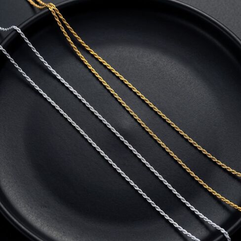 S925 Sterling Silver Chain for Women, 2mm Sterling Silver Rope Chain Necklace Thick Sturdy Colourfast Necklaces Jewelry for Women 16/18/20/22 Inch in Saudi Arabia