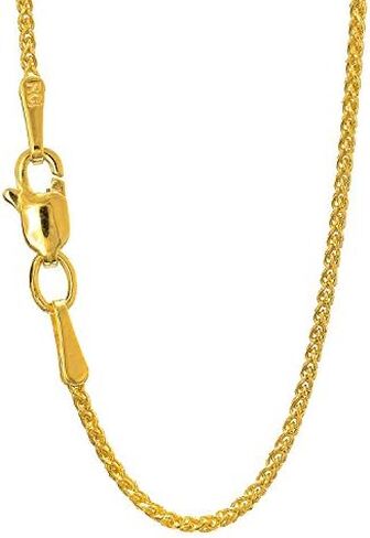 JewelStop 14k Solid Gold Yellow White, Rose 1.2 mm Round Spiga Wheat Chain 16 18 20 24 30 in Kuwait