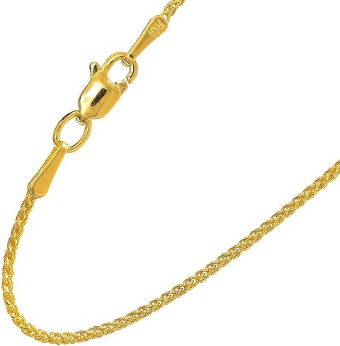 JewelStop 14k Solid Gold Yellow White, Rose 1.2 mm Round Spiga Wheat Chain 16 18 20 24 30 in Kuwait