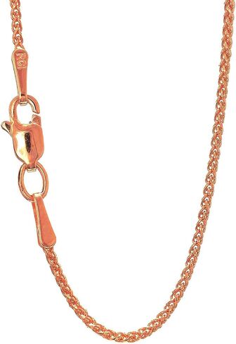 JewelStop 14k Solid Gold Yellow White, Rose 1.2 mm Round Spiga Wheat Chain 16 18 20 24 30 in Kuwait