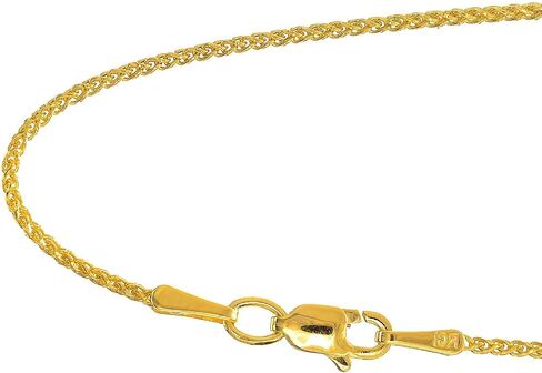 JewelStop 14k Solid Gold Yellow White, Rose 1.2 mm Round Spiga Wheat Chain 16 18 20 24 30 in Kuwait
