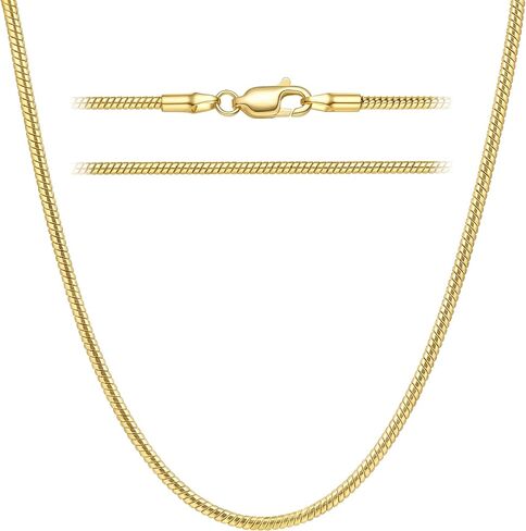 14K Gold Necklaces for Women 14K Gold Chain for Women Gold Snake Chain Necklace for Womens Lightweight yet Luxurious Snake Chains Necklace for Womens & Men 14/16/18/20/22/24/26in in Kuwait