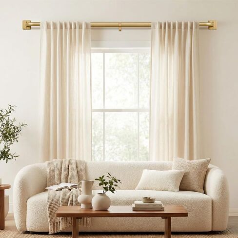 Lootkell Gold Wrap Around Curtain Rods for Windows 28-48 Inch, Adjustable Blackout Window Curtain Rod, Heavy Duty 1" Metal Drapery Rod with Modern French Return Design for Bedroom Living Room Kitchen in Saudi Arabia