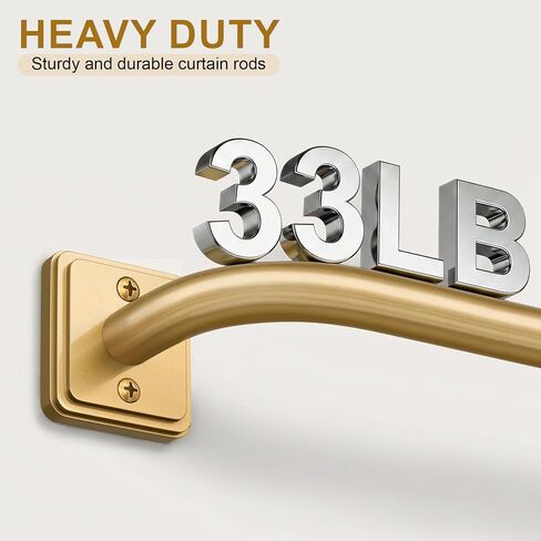 Lootkell Gold Wrap Around Curtain Rods for Windows 28-48 Inch, Adjustable Blackout Window Curtain Rod, Heavy Duty 1" Metal Drapery Rod with Modern French Return Design for Bedroom Living Room Kitchen in Saudi Arabia