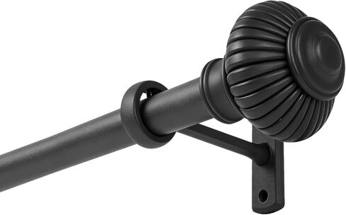 Heavy Duty Steel Curtain Rod Adjustable 32-240 Inches, 1 Inch Diameter Curtain Rod for Wide Windows - Black Space-Saving Design with Brackets in Saudi Arabia