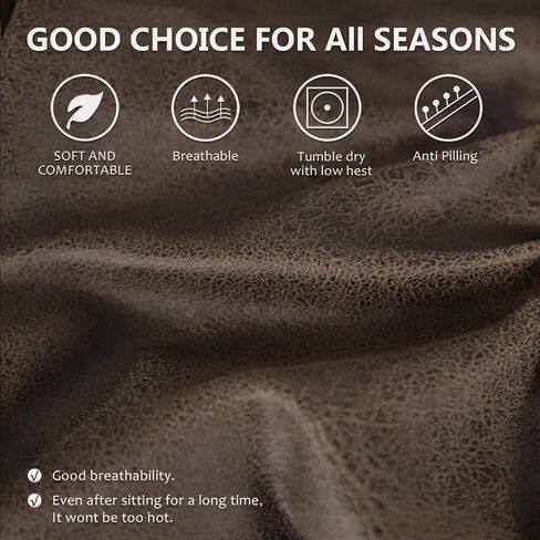 ANARACHON Leather Look Couch Arm Covers Set of 2 Armrest Covers for Sofa Chair Arm Protectors Stretch Armchair Slipcovers with Pockets Washable Spandex Fabric (Medium, Brown) in Saudi Arabia