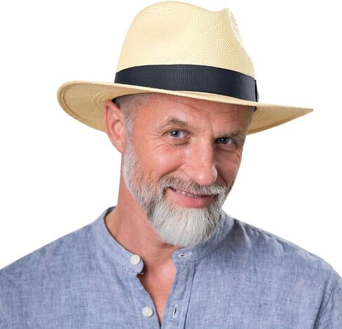 Mayser Blue Menton Panama Straw Hat Men - Made in The EU in Kuwait