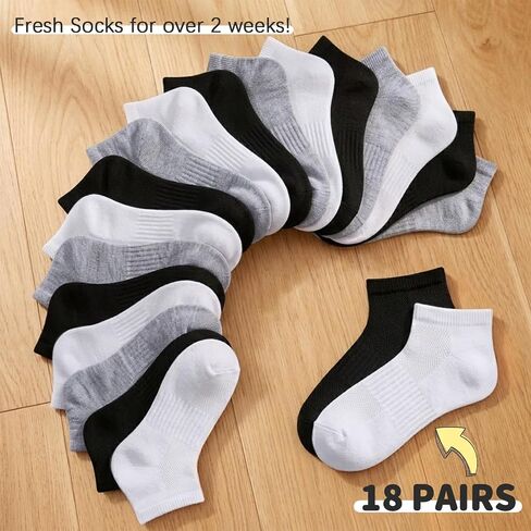 18 Pairs Kid Socks, Ankle Low Cut Daily Socks 7-10 Years, Ribbed Mesh Breathable Thin for Boys Girls in Saudi Arabia