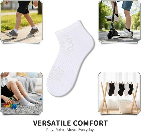 18 Pairs Kid Socks, Ankle Low Cut Daily Socks 7-10 Years, Ribbed Mesh Breathable Thin for Boys Girls in Saudi Arabia