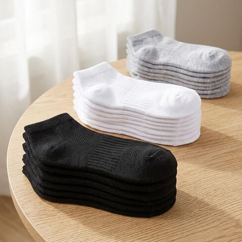 18 Pairs Kid Socks, Ankle Low Cut Daily Socks 7-10 Years, Ribbed Mesh Breathable Thin for Boys Girls in Saudi Arabia
