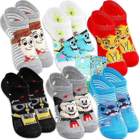 Disney 100 No-Show Socks for Kids - Bundle with 6 Pairs of Socks Plus Stickers, More | Disney 100 Socks Set for Boys (US, Age, 4, 6) in Kuwait