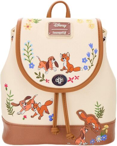 حقيبة ظهر Loungefly Disney The Fox and the Hound Floral Mini - BoxLunch حصريًا باللون البني in Kuwait