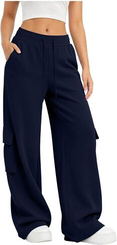 Barrel Cargo Sweatpants for Womens Wide Leg High Waisted Barrel Athletic Pants Hiking Joggers for Casual Camping in Kuwait