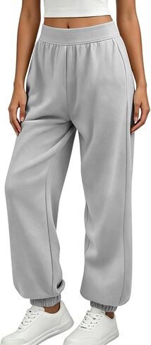 Womens Sweatpants High Waist Casual Elastic Waist Long Pants Solid Loose Athletic Sweatpants with Pocket Fall Clothes in Kuwait