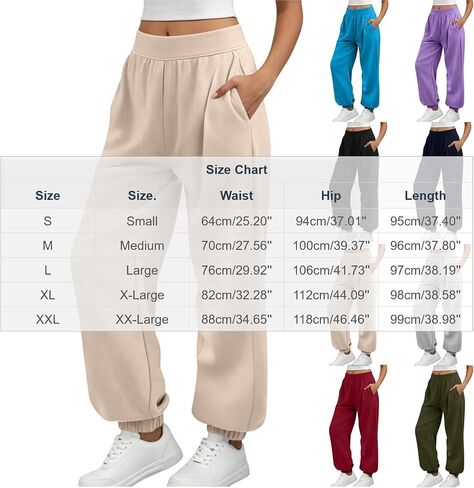Womens Sweatpants High Waist Casual Elastic Waist Long Pants Solid Loose Athletic Sweatpants with Pocket Fall Clothes in Kuwait