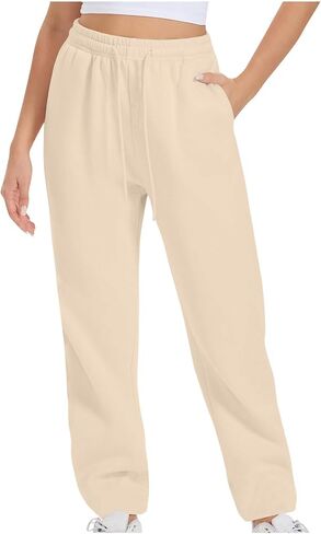 Oversized Sweatpants for Women Elastic Waist Casual Drawstring Sports Trousers Loose Pockets Athletic Long Pants in Kuwait