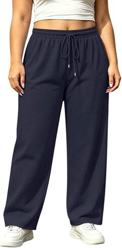 Sweatpants for Women Lounge Elastic Waist Drawstring Sports Pants Trousers Plus Size Loose Athletic Long Pants in Kuwait